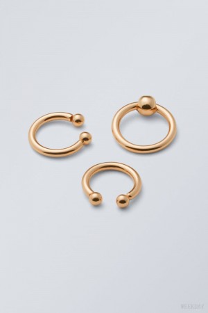 Weekday Dot Ball Ring Pack Gold | YATT1202