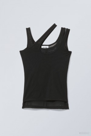 Weekday Double Layer Tank Black | PGQC4833