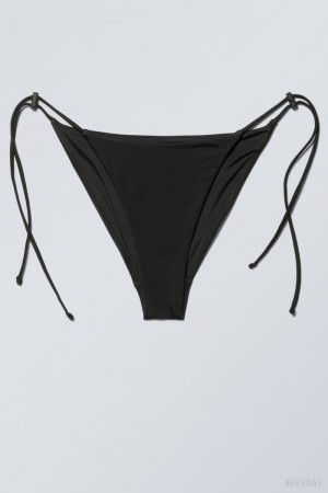 Weekday Drawstring Bikini Bottoms Black | MMLR4513