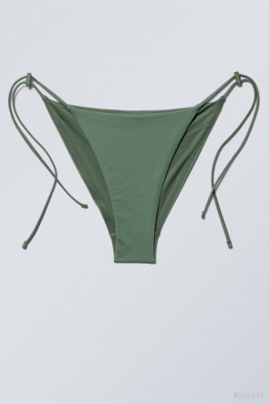 Weekday Drawstring Bikini Bottoms Khaki | UPHN7837