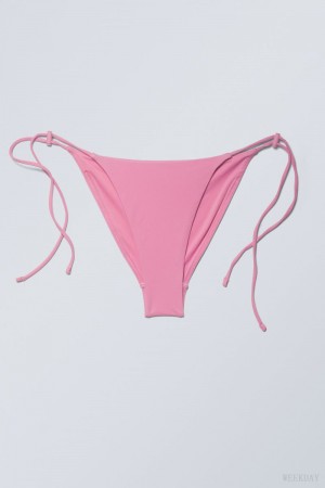 Weekday Drawstring Bikini Bottoms Pink | PJNA1447