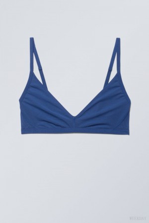 Weekday Dylan Mesh V-neck Bra Bra Blue | TJAX4008