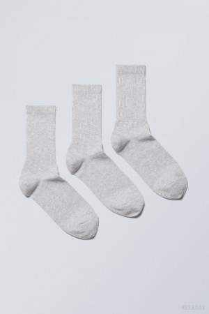 Weekday Eleven Socks 3-pack Grey | OOFD8175