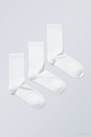 Weekday Eleven Socks 3-pack White | RCPU7162