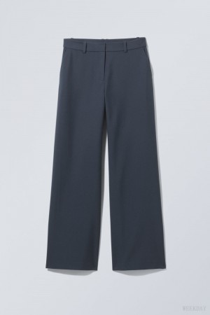 Weekday Emily Low Waist Suiting Trousers Navy | ODYJ4564