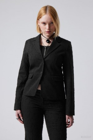 Weekday Esma Fitted Blazer Black / Grey | CZNY8797