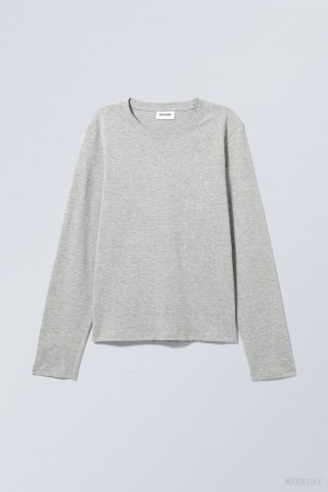 Weekday Essence Standard Long Sleeve Grey | OIRP1012