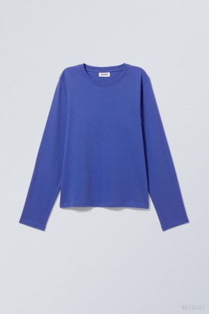 Weekday Essence Standard Long Sleeve Light Blue | IFKL6822