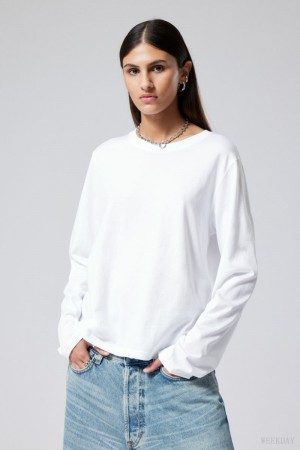 Weekday Essence Standard Long Sleeve White | OIGP0561