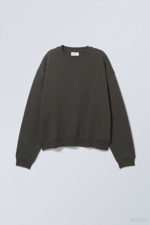 Weekday Essence Standard Sweatshirt Dark Grey | AFKT7067