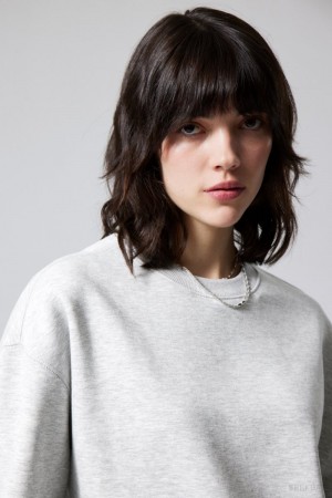 Weekday Essence Standard Sweatshirt Light Grey | RCBY3643