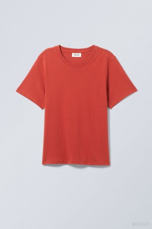 Weekday Essence Standard T-shirt Red | ZKSR6225