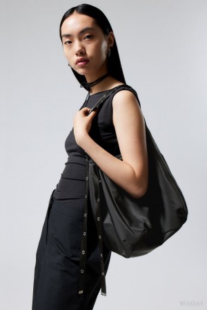 Weekday Eyelet Shoulder Bag Black | IXNC2072