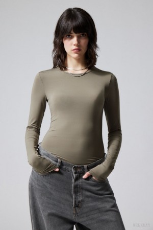 Weekday Fine Long sleeve Dusty Mole | GGPM4145