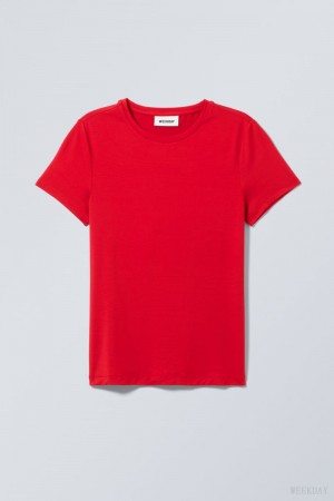 Weekday Fine T-shirt Light Red | MENY4506