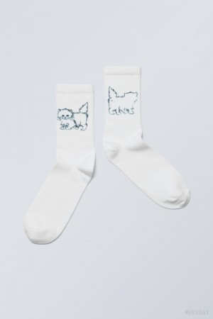 Weekday Graphic Sport Sock Extrovert Kitten | VAAP5117