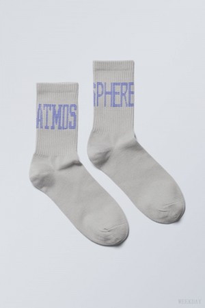 Weekday Graphic Sport Sock Grey | XGWI1114