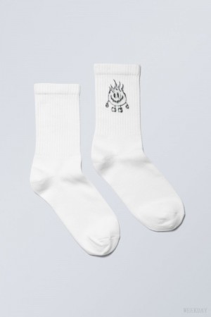 Weekday Graphic Sport Sock Happy Flame | OMXG8601