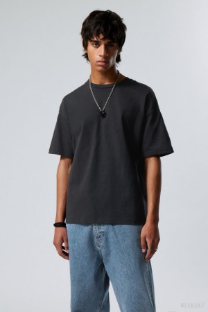 Weekday Great Boxy Heavyweight T-Shirt Black | HRKB3504