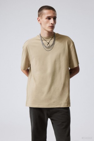 Weekday Great Heavyweight T-shirt Dusty Mole | IPBZ6063