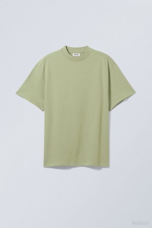 Weekday Great Heavyweight T-shirt Green | SBAK8684