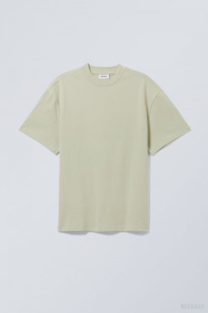 Weekday Great Heavyweight T-shirt Khaki | PAIR9272