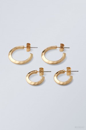 Weekday Hammered Hoops 2-Pack Gold | YDMV8642