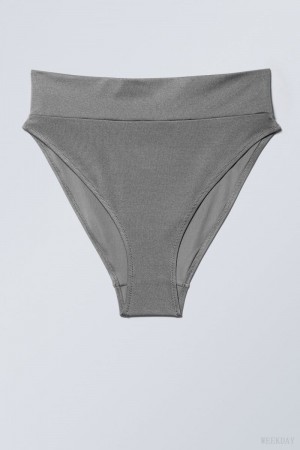 Weekday Heat High Waist Bikini Bottoms Grey | TPNA4232