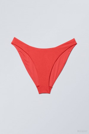 Weekday Highcut Bikini Bottoms Red | YOPA2582