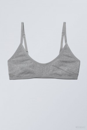 Weekday Inez Scooped Cotton Bralette Bralette Grey | MNAU3640