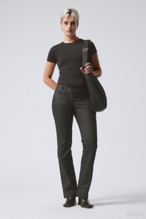 Weekday Jackie Low Waist Trousers Black | XMML0079