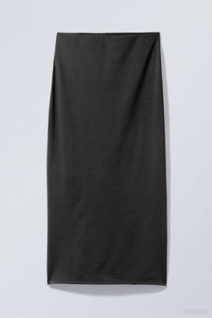 Weekday Johanna Long Pencil Skirt Black | NAHM4392