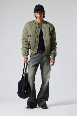 Weekday Jon Bomber Jacket Khaki Green | UMXZ3293