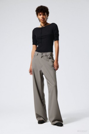 Weekday Juun Baggy Trousers Grey | QEFM1784