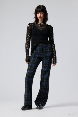 Weekday Kate Flared Suiting Trousers Black / Purple | CABS0104