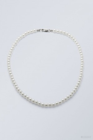 Weekday Kevin Beaded Necklace Pearl | YPCY5530