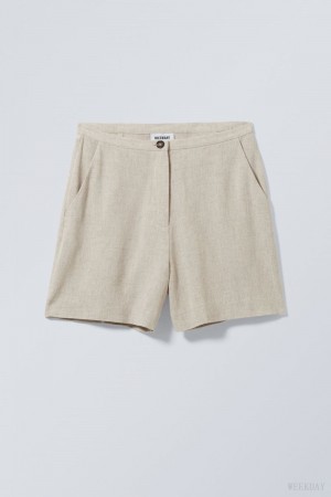 Weekday Kit Linen Mix Shorts Ecru | EZRA4968