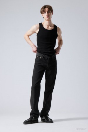 Weekday Klean Regular Straight Jeans Black | CZAC0646