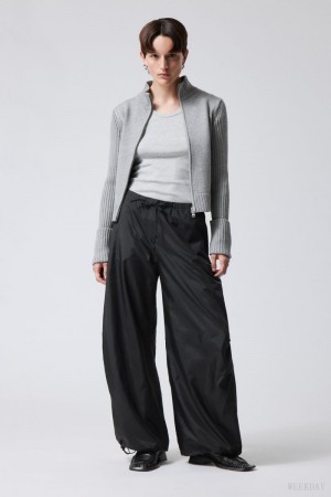 Weekday Leish Parachute Trousers Black | QDNV0071