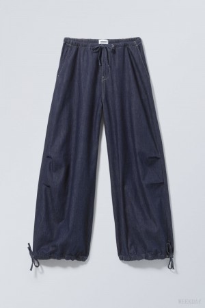 Weekday Luisa Denim Baggy Parachute Trousers Blue | BMTL6750