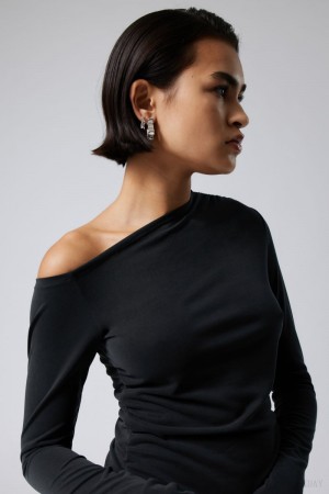 Weekday Main Asymmetric Long Sleeve Black | OCEB4627