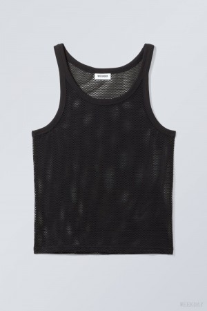 Weekday Matheus Mesh Tank Top Black | QMPQ1799