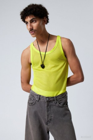 Weekday Matheus Mesh Tank Top Green | YKIP5841