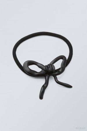 Weekday Metal Bow Hair Elastic Black | KGHS2340