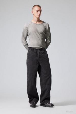 Weekday Micha Loose Workwear Trousers Black | JAYB5710