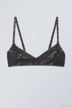 Weekday Miley Washed Cotton Bra Bra Black | HUVA2532