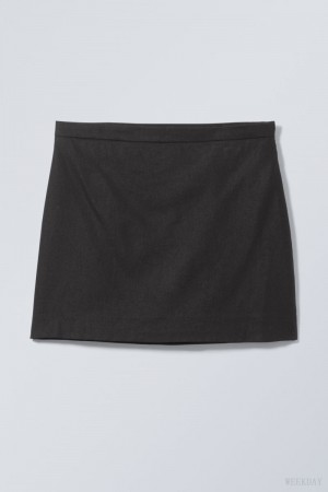 Weekday Millie Linen Mix Mini Skirt Black | HVVY4724