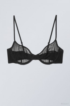 Weekday Molly Underwire Bra Bra Black Stripes | FYYV4445