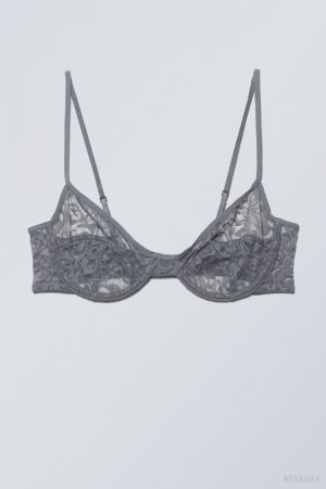 Weekday Molly Underwire Bra Bra Dark Grey | HOXX4902