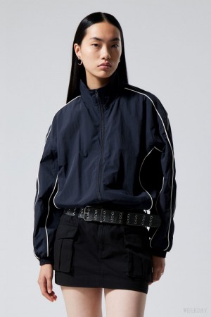 Weekday Nera Windbreaker Jacket Dark Blue | AHYI9718